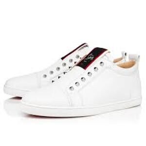 Christian Louboutin F.A.V Fique A Vontade Leather Slip On Sneakers White Size 40